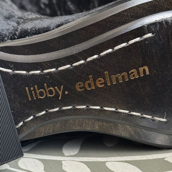 Libby Edelman Black Textured Heeled Boots sz 7.5 - Picture 2 of 16